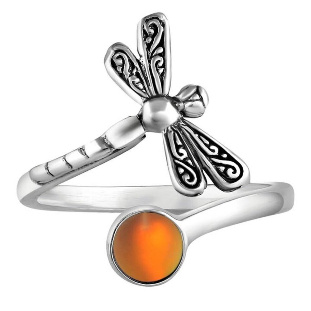 Dragonfly Ring Sterling Silver Crystal Jewelry